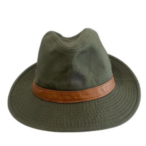Scala Classica Fedora Hat Men's Size L Color Olive Packable Cotton Twill Safari